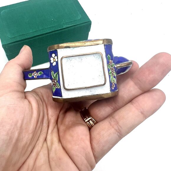 Chinemel Miniature Teapot by Bill Yee Copper and Enamel Vintage W/Box - Picture 6 of 10